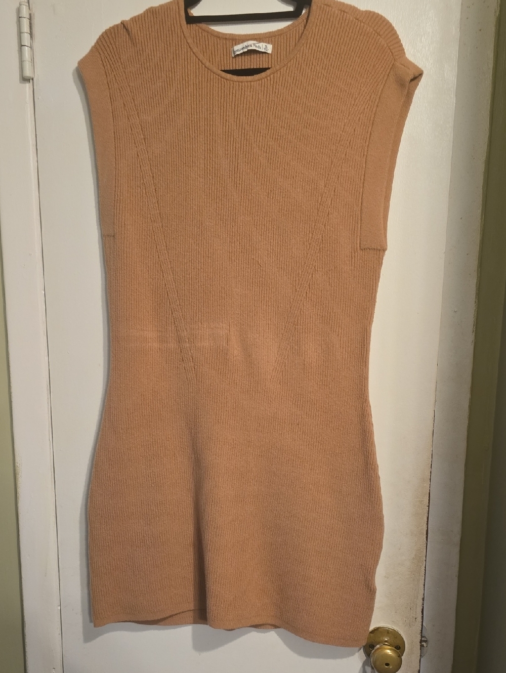 Abercrombie & Fitch Ribbed Knit Tank Dress - Camel/Tan